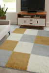 Homemaker snug melrose blocks ochre Grey, Yellow, Ivory Living Room Geometric Rug.