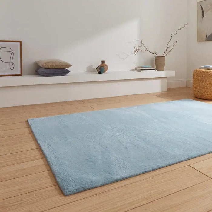 Think Rugs snug blue Blue Living Room Shaggy Rug.