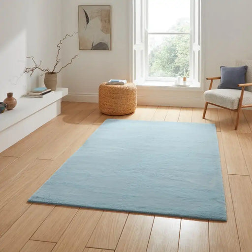 Think Rugs snug blue Blue Living Room Shaggy Rug.