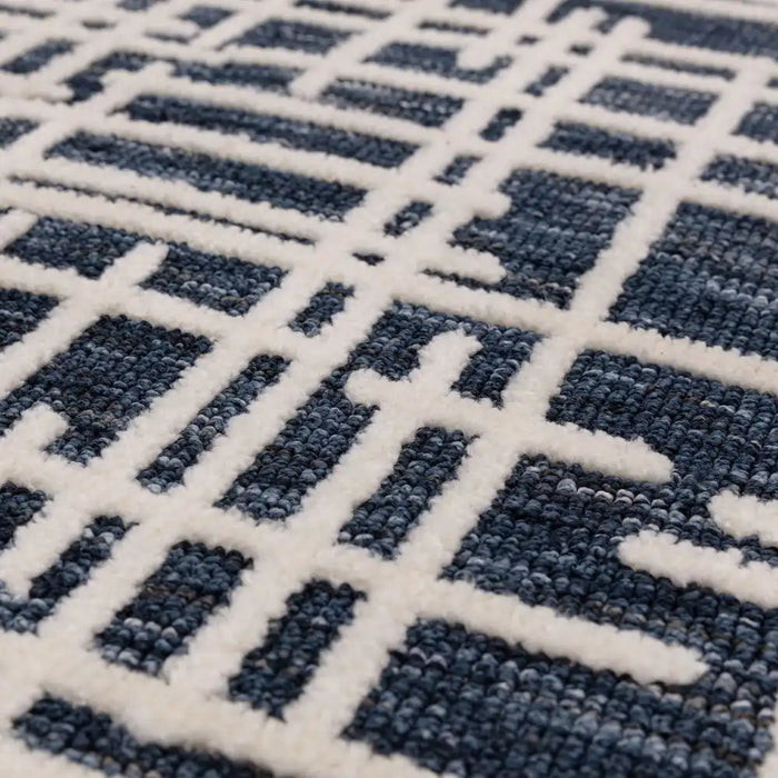 Asiatic mason blueprint Blue Living Room Geometric Rug.