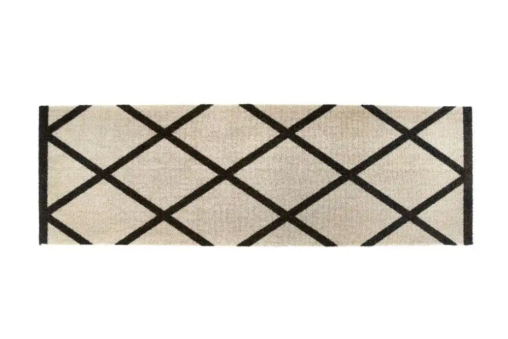 My Mats nylon indoor border geo Grey, Ivory Kitchen  Washable Rug.