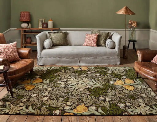 Morris & Co morris and co bower twining vine green 128207 Green Living Room Wool Rug.