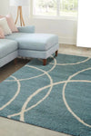Homemaker snug melrose bubbles blue Blue, Teal Living Room Geometric Rug.