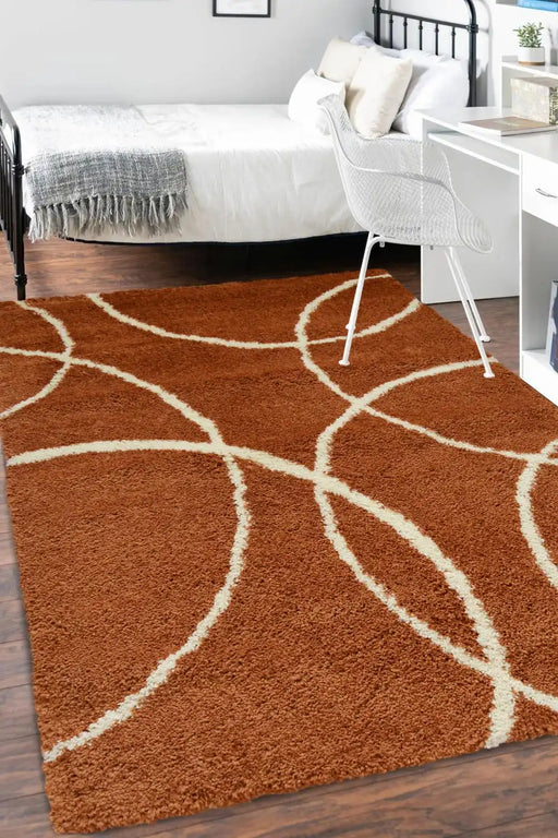 Homemaker snug melrose bubbles terra Orange Living Room Geometric Rug.