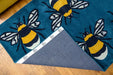 Woven Edge natural world bumble bee Blue, Green, Yellow, Multicoloured Living Room Wool Rug.