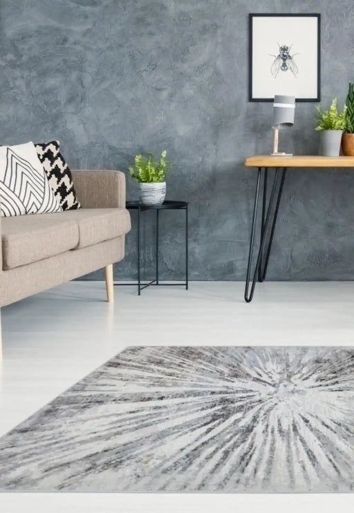 Homemaker abstract melrose burst grey Grey Living Room Geometric Rug.