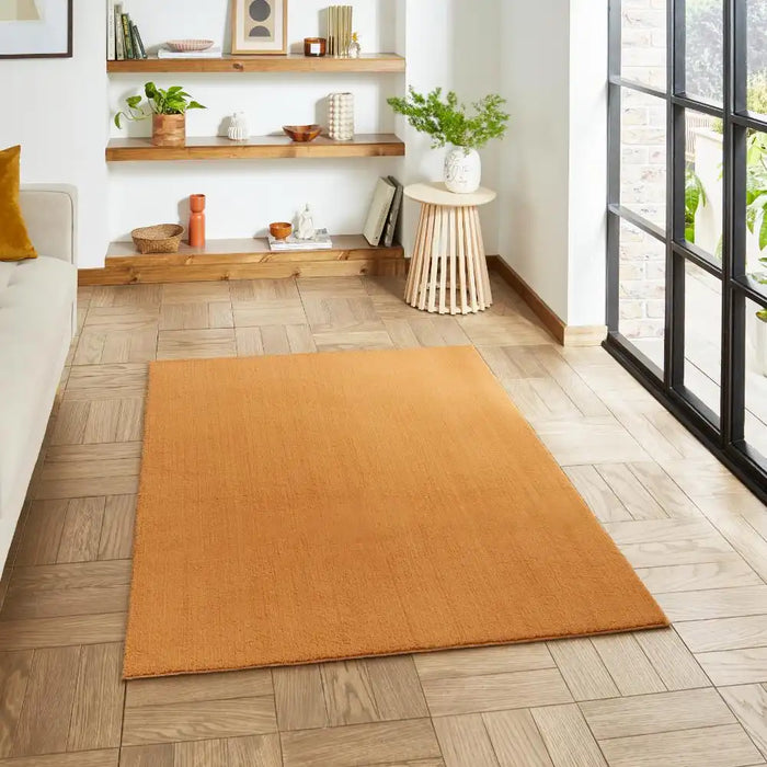 Think Rugs bay washable camel Orange Living Room Shaggy Rug.