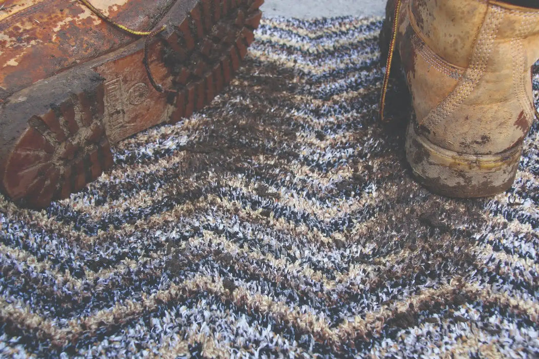 My Mats my mat cotton candy linen zig zag Brown, Multicoloured Outdoor  Washable Rug.