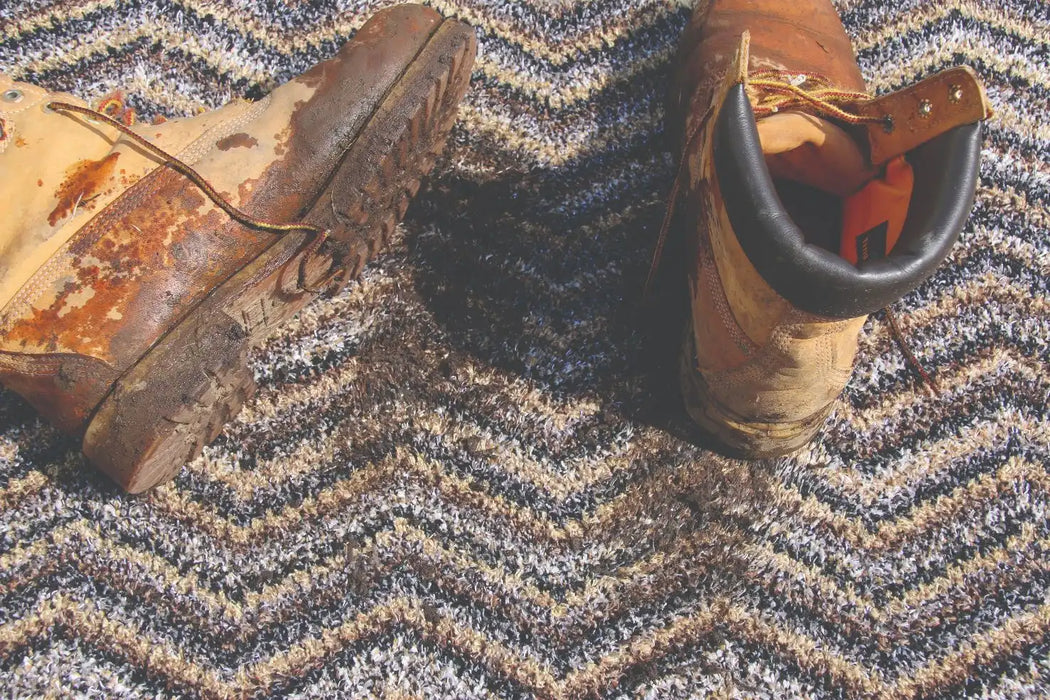 My Mats my mat cotton candy linen zig zag Brown, Multicoloured Outdoor  Washable Rug.