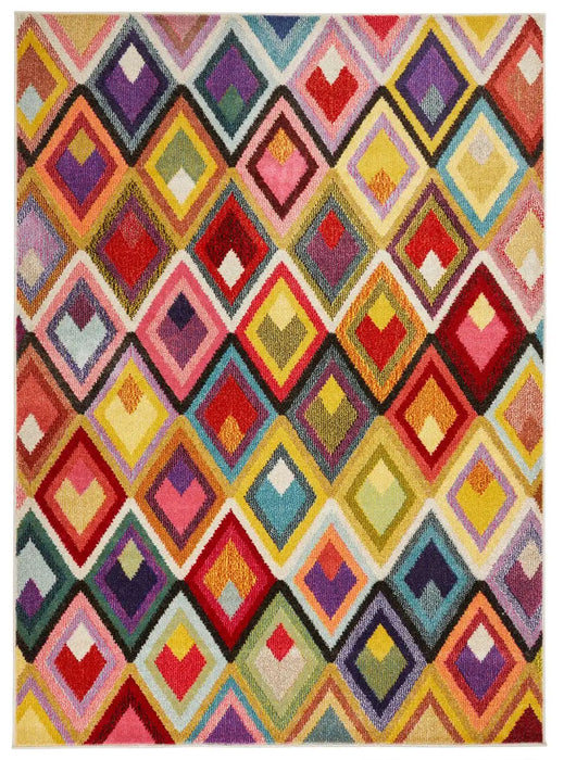 Concept Looms carnaval car109 Multicoloured Living Room Geometric Rug.