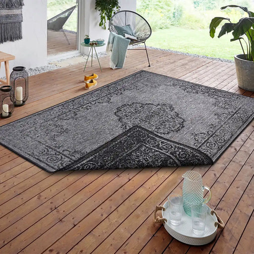 NorthRugs twin supreme cebu night silver Grey, Black Living Room Striped Rug.