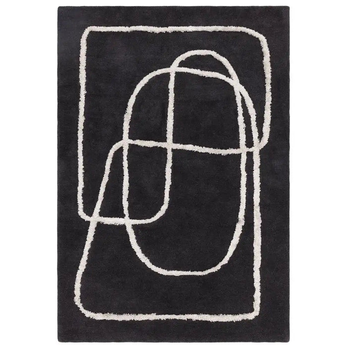 Asiatic infinity charcoal Grey Living Room Wool Rug.