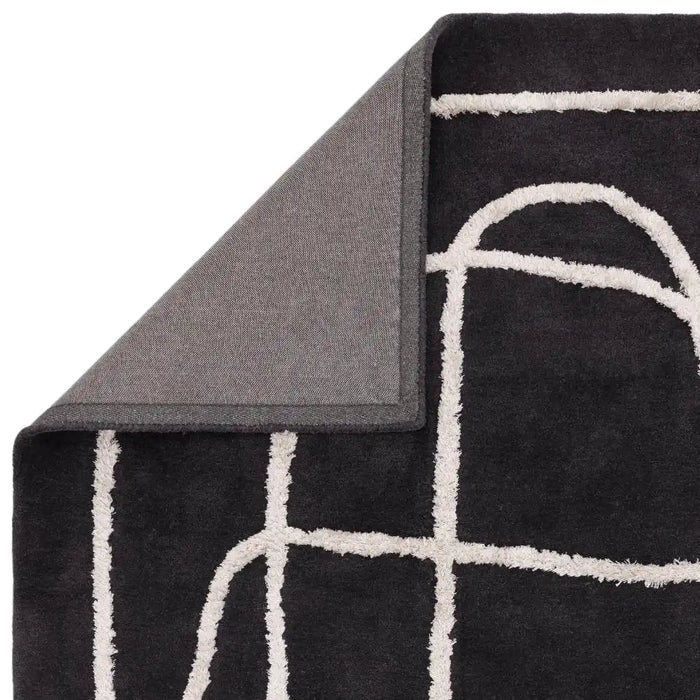 Asiatic infinity charcoal Grey Living Room Wool Rug.