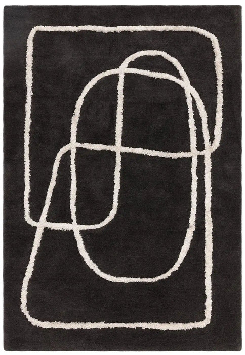 Asiatic infinity charcoal Grey Living Room Wool Rug.