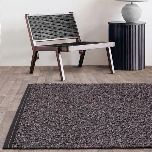 Asiatic elm charcoal Grey Living Room Wool Rug.