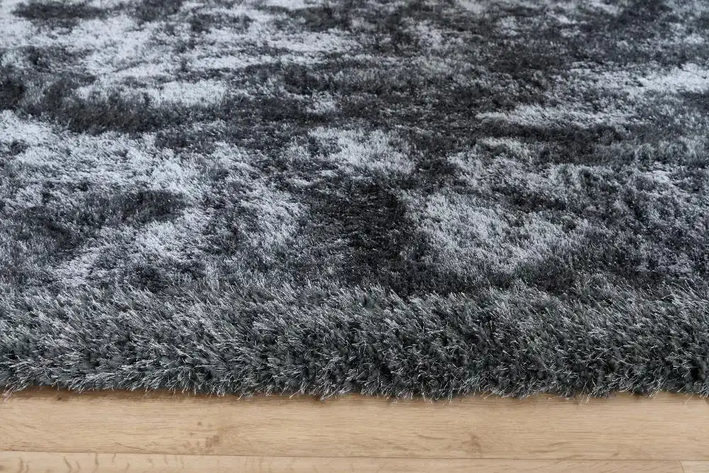 Origins shimmer border charcoal Grey Living Room Shaggy Rug.