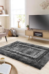 Origins frame charcoal Grey Living Room Geometric Rug.