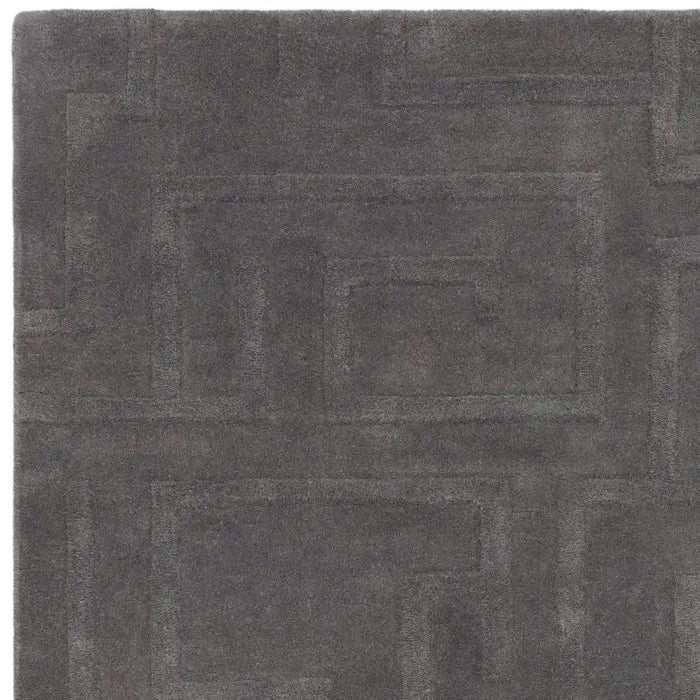 Asiatic maze asiatic charcoal Grey Living Room Wool Rug.