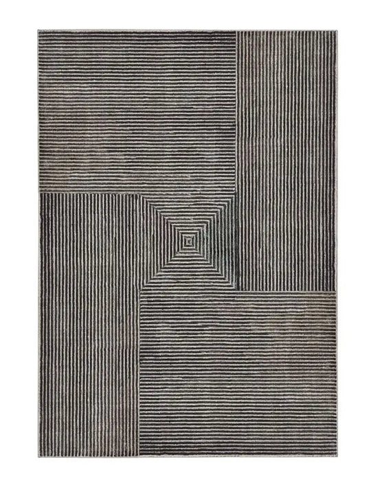 Origins pyramid charcoal Grey Living Room Geometric Rug.