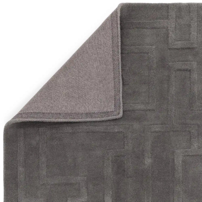 Asiatic maze asiatic charcoal Grey Living Room Wool Rug.