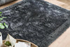 Origins shimmer border charcoal Grey Living Room Shaggy Rug.
