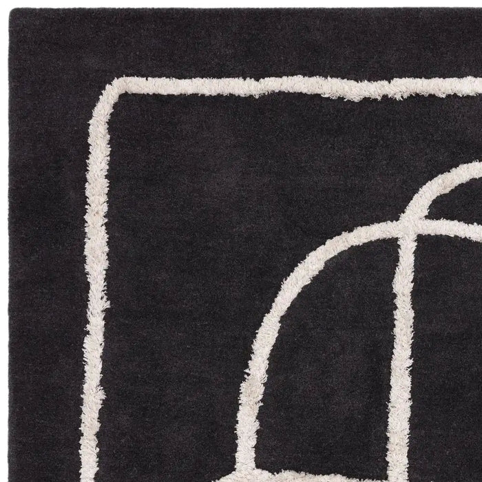 Asiatic infinity charcoal Grey Living Room Wool Rug.