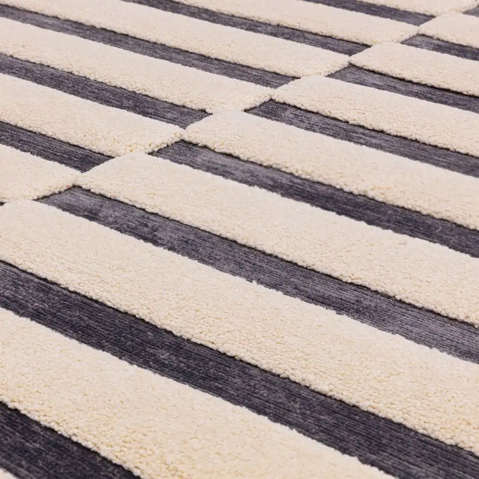 Asiatic valley charcoal ivory build Grey, Ivory Living Room Geometric Rug.