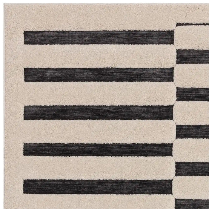 Asiatic valley charcoal ivory build Grey, Ivory Living Room Geometric Rug.