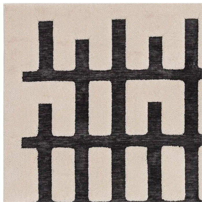 Asiatic valley charcoal ivory junction Grey, Ivory Living Room Geometric Rug.