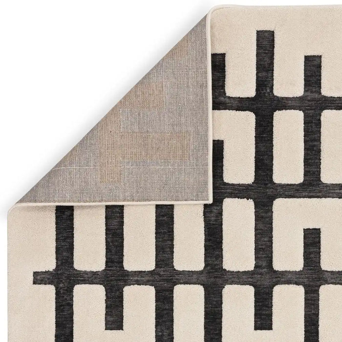 Asiatic valley charcoal ivory junction Grey, Ivory Living Room Geometric Rug.