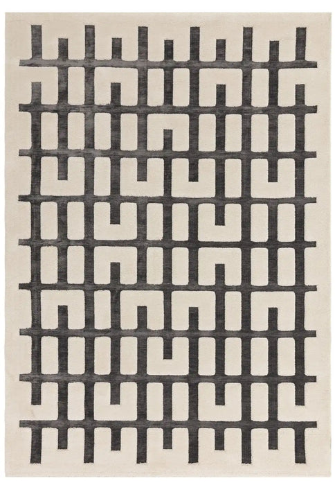 Asiatic valley charcoal ivory junction Grey, Ivory Living Room Geometric Rug.
