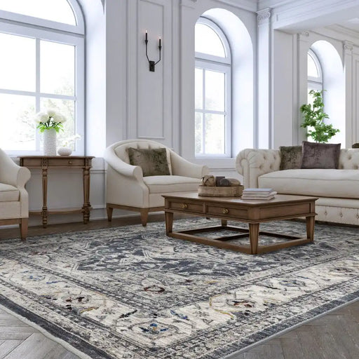Asiatic sovereign charcoal medallion 05 Grey Living Room Flat Weave Rug.