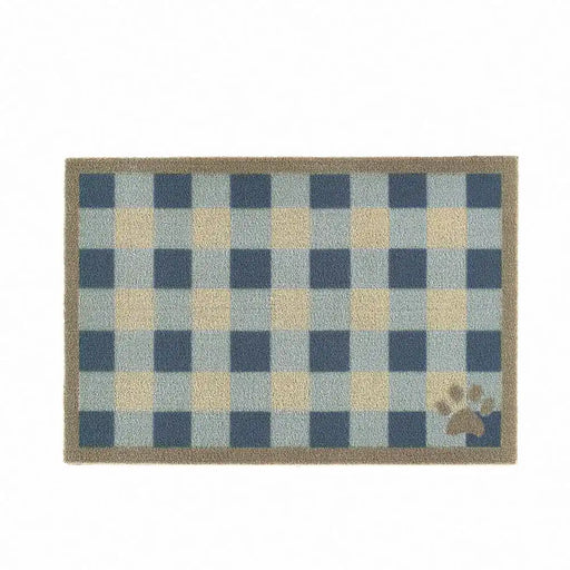 My Mats howler and scratch check dark blue Blue Outdoor  Washable Rug.