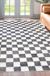 Homemaker snug melrose checks lilac Purple Living Room Geometric Rug.