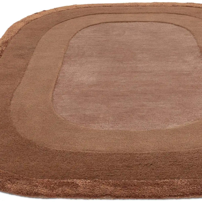 Asiatic halo clay Brown, Orange Living Room Wool Rug.