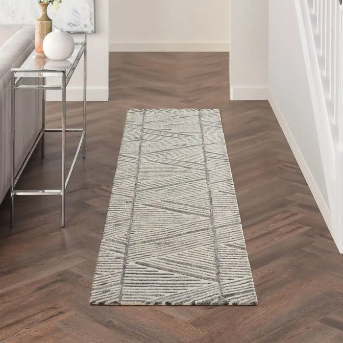 Nourison colorado clr01 grey white Grey, Ivory Living Room Wool Rug.
