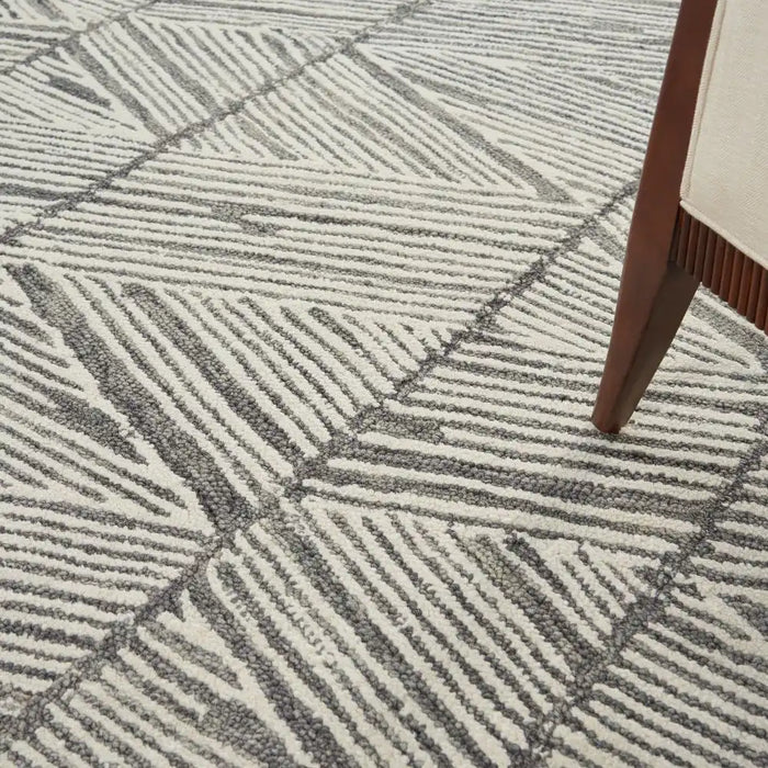 Nourison colorado clr01 grey white Grey, Ivory Living Room Wool Rug.