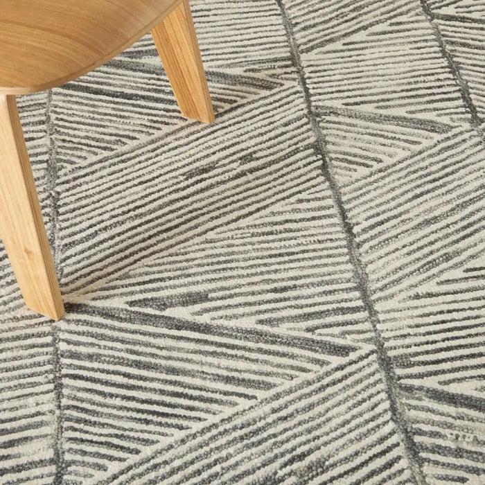 Nourison colorado clr01 grey white Grey, Ivory Living Room Wool Rug.
