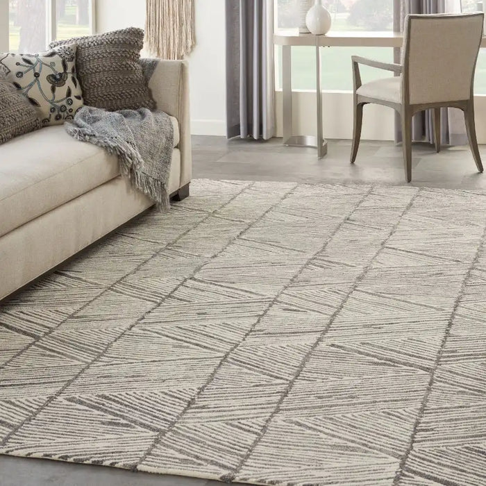 Nourison colorado clr01 grey white Grey, Ivory Living Room Wool Rug.