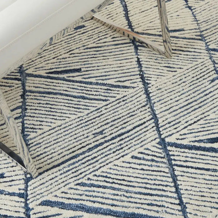 Nourison colorado clr01 white blue Blue, Ivory Living Room Wool Rug.