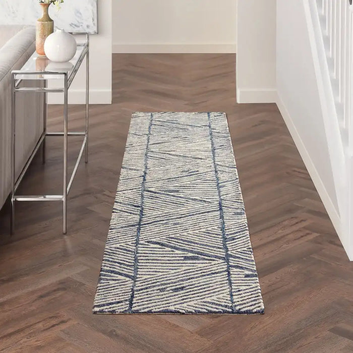 Nourison colorado clr01 white blue Blue, Ivory Living Room Wool Rug.