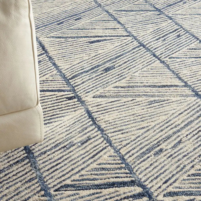Nourison colorado clr01 white blue Blue, Ivory Living Room Wool Rug.