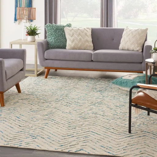 Nourison colorado clr02 ivory green Green, Ivory Living Room Wool Rug.