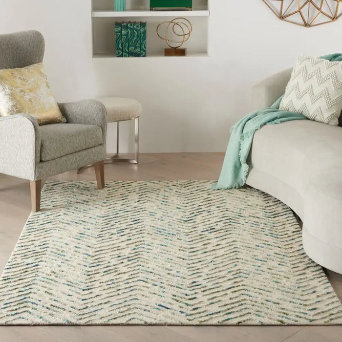 Nourison colorado clr02 ivory green Green, Ivory Living Room Wool Rug.