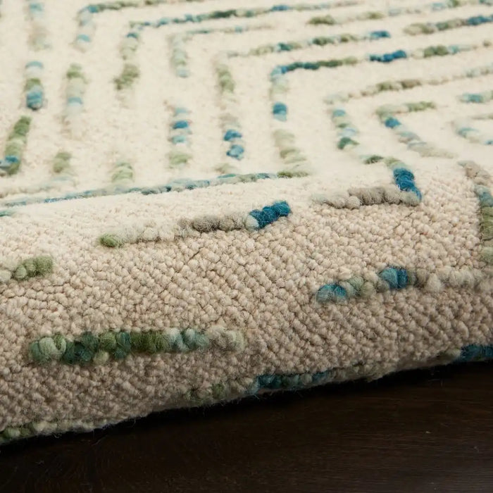 Nourison colorado clr02 ivory green Green, Ivory Living Room Wool Rug.