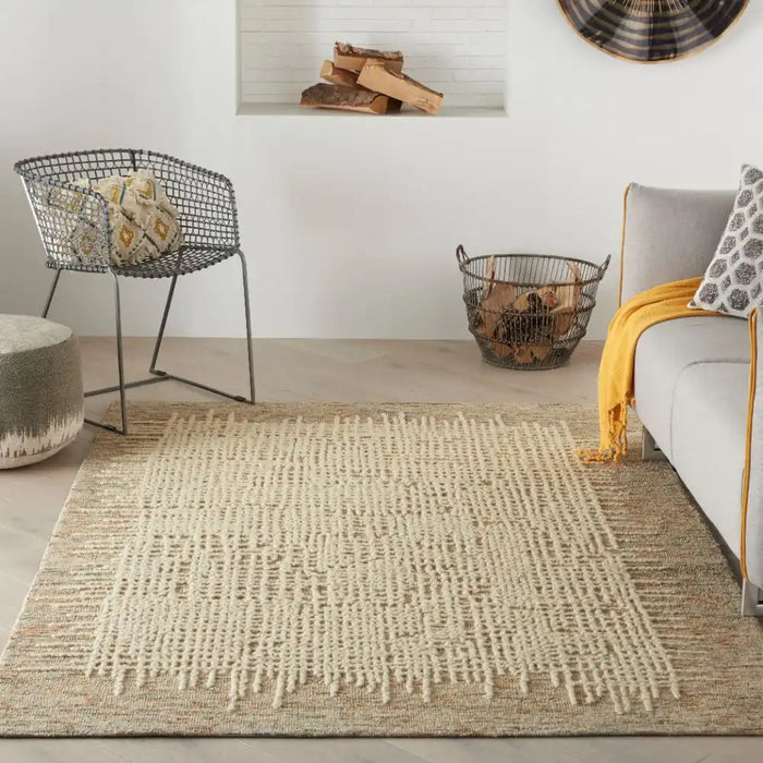 Nourison colorado clr03 beige multicolour Ivory, Multicoloured Living Room Wool Rug.