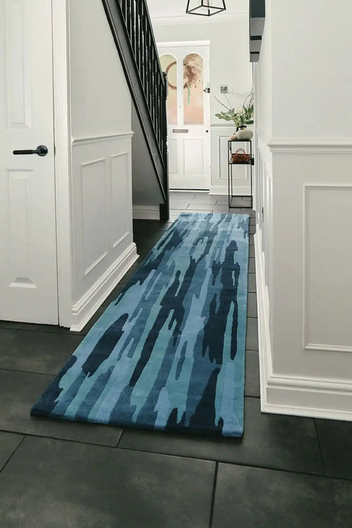 Woven Edge woven edge runners coast c1 blue Blue Living Room Wool Rug.