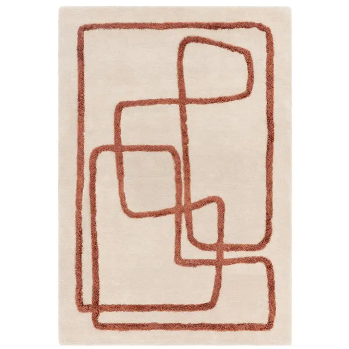 Asiatic infinity copper Orange Living Room Wool Rug.