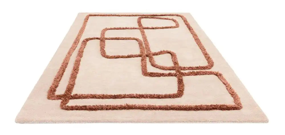Asiatic infinity copper Orange Living Room Wool Rug.
