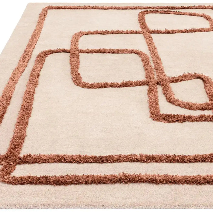 Asiatic infinity copper Orange Living Room Wool Rug.